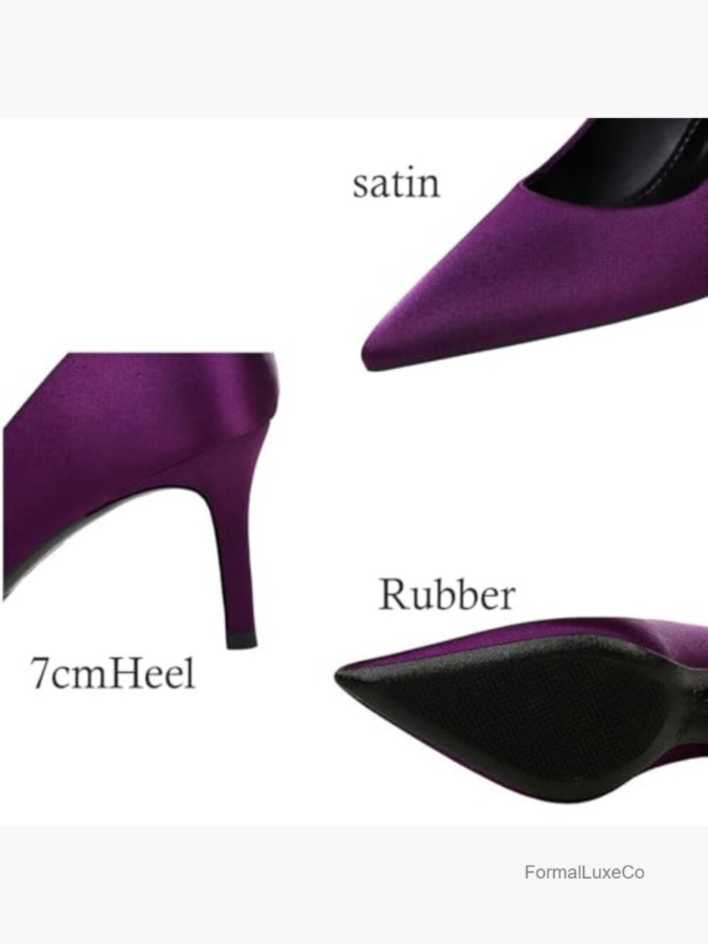 Satin Stiletto Pumps Slip-On Pointed Toe Heels Wedding Office Party Shoes - Picture 6 of 7